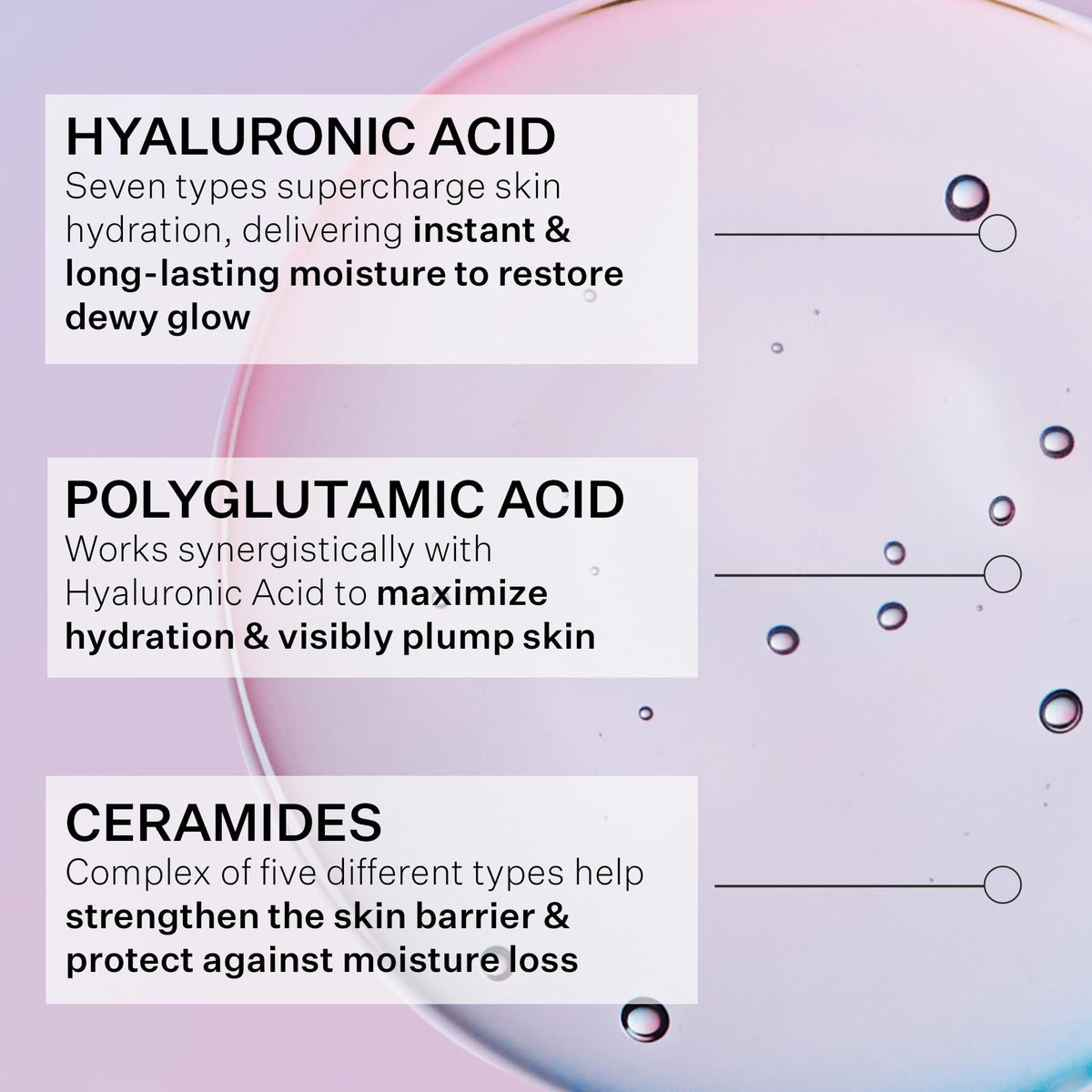 StriVectin texture drop on hand illustrating fast-absorbing hydration benefit