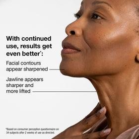 StriVectin mask beside a hand showing scale and targeted coverage
