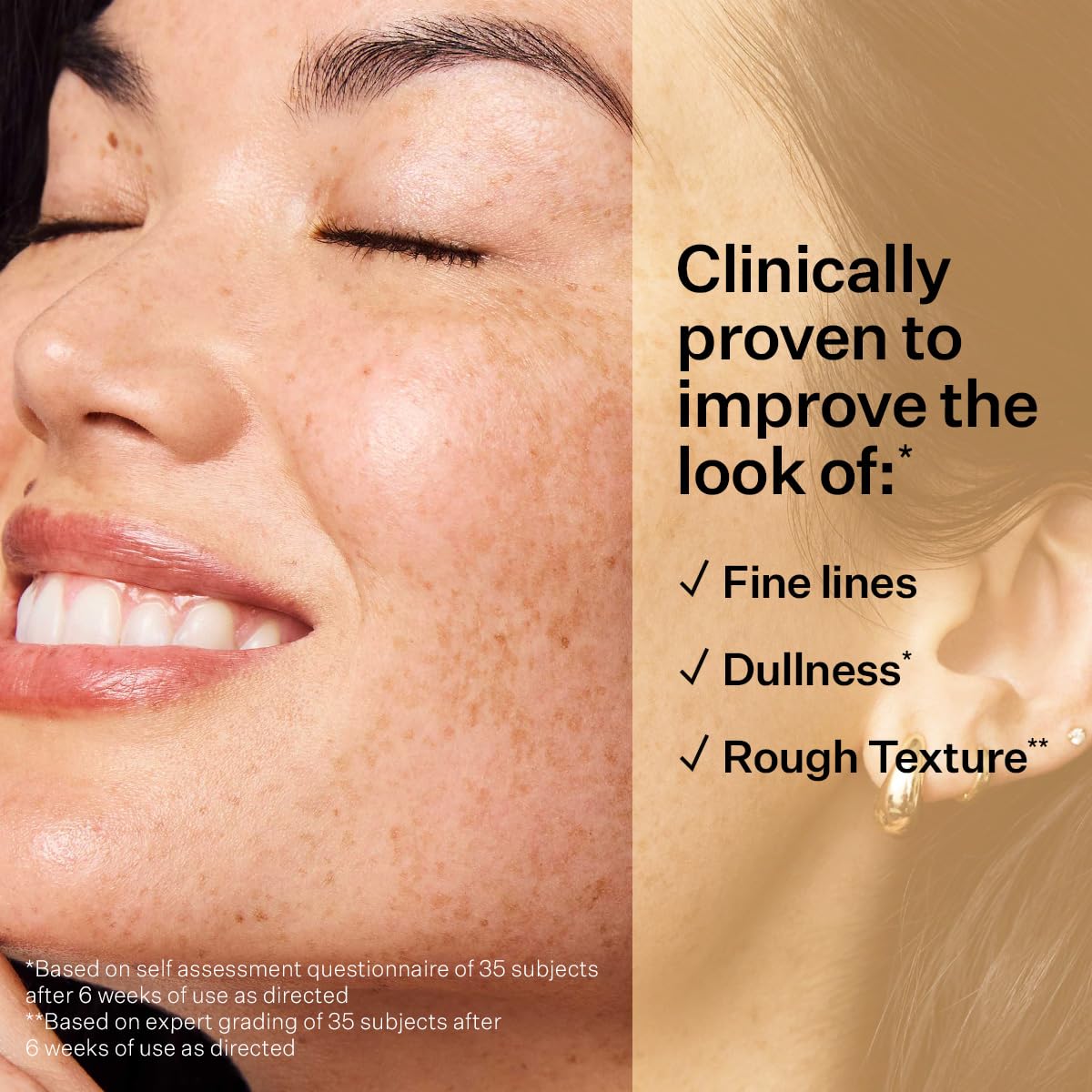 Model applying StriVectin serum on neck and décolleté for smoother, firmer look