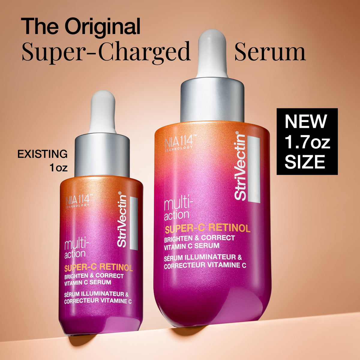 StriVectin serum texture dispensed as drops highlighting lightweight absorption benefit