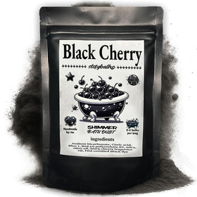 Stsfybaths front packaging showing small black cherry bag and branding benefit giftable