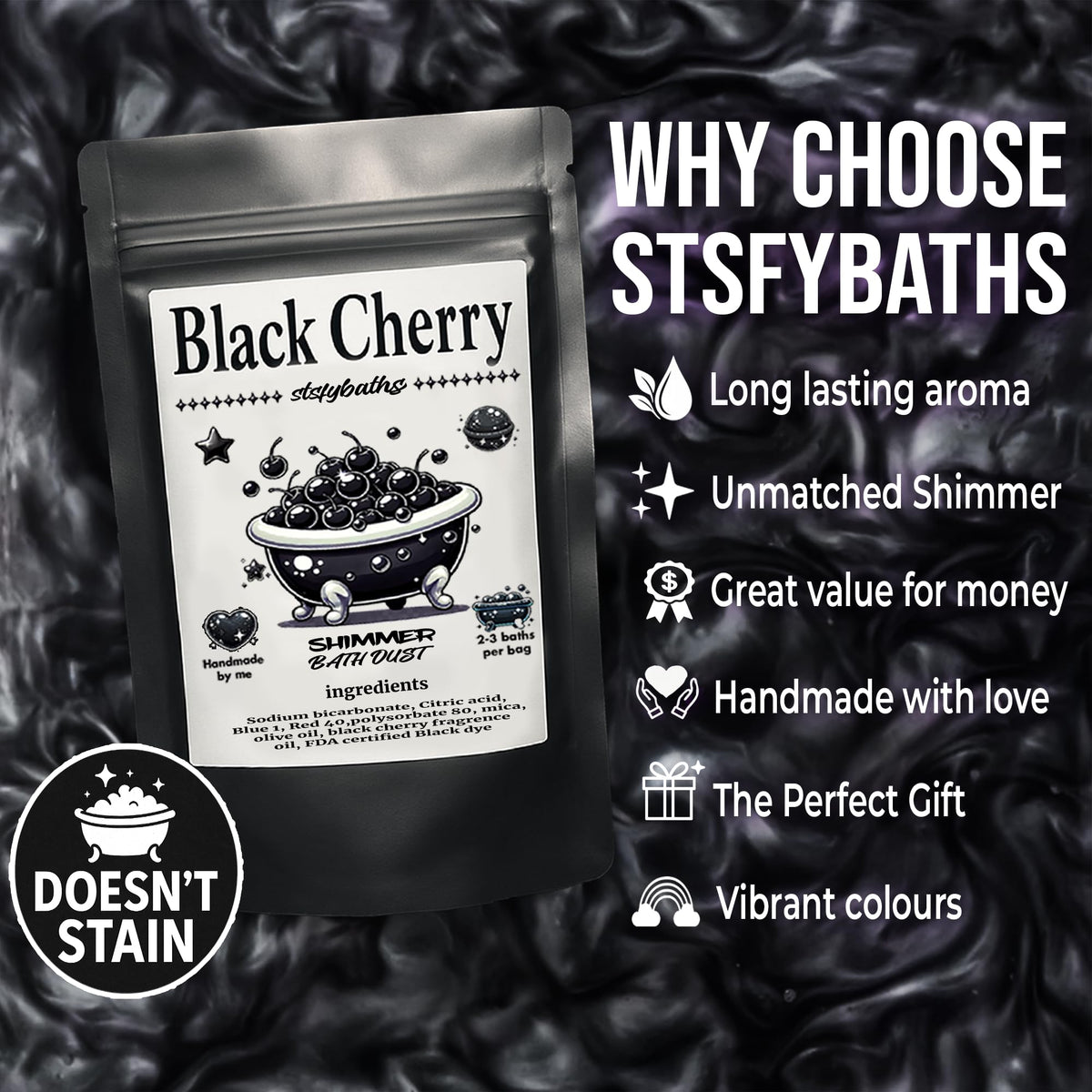 Stsfybaths handmade bath bombs arranged to show artisanal batch care and quality