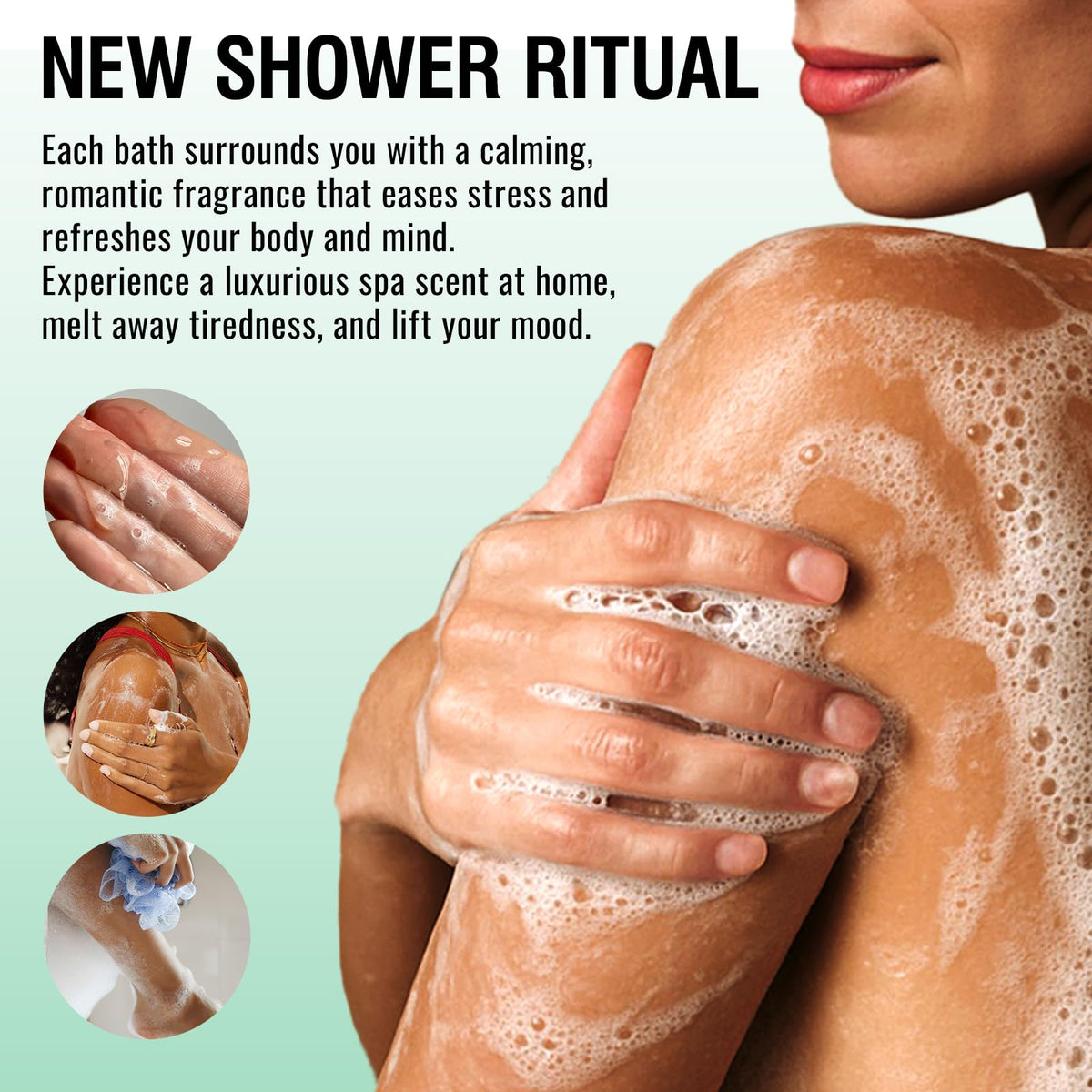 Sttes shower oil texture transforming to foam for gentle hydration while cleansing