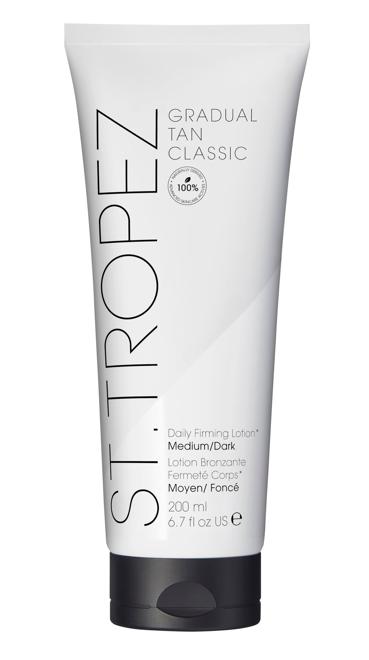 St.Tropez front packaging showing bottle and label, conveys trusted tanning brand benefits
