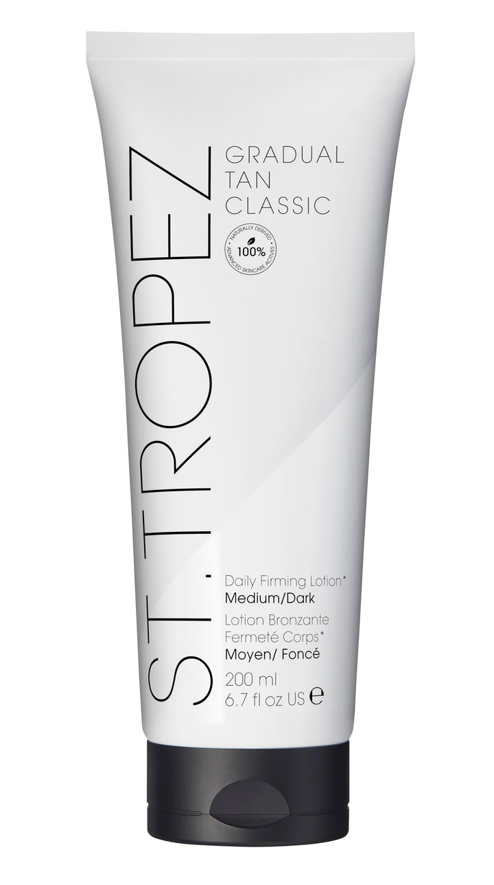 St.Tropez front packaging showing bottle and label, conveys trusted tanning brand benefits