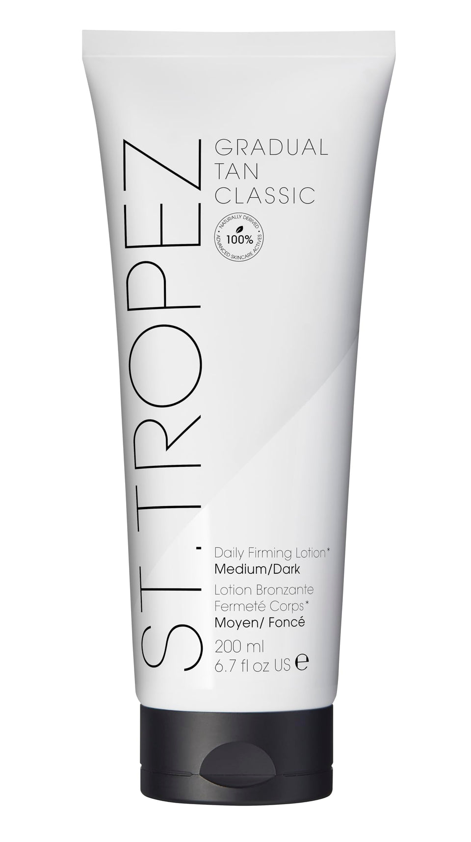 St.Tropez front packaging showing bottle and label, conveys trusted tanning brand benefits