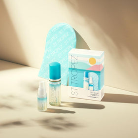 St.Tropez kit in a beach bag for easy travel-ready bronzed skin