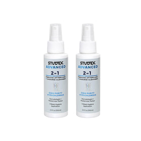 Studex front packaging showing two bottles and product clarity benefit