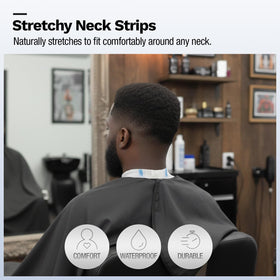 STUDIO LIMITED neck strip applied on client demonstrating hygienic barrier