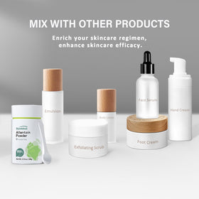 Sturelehub jar and formulation tools on bathroom counter suggesting DIY skincare use