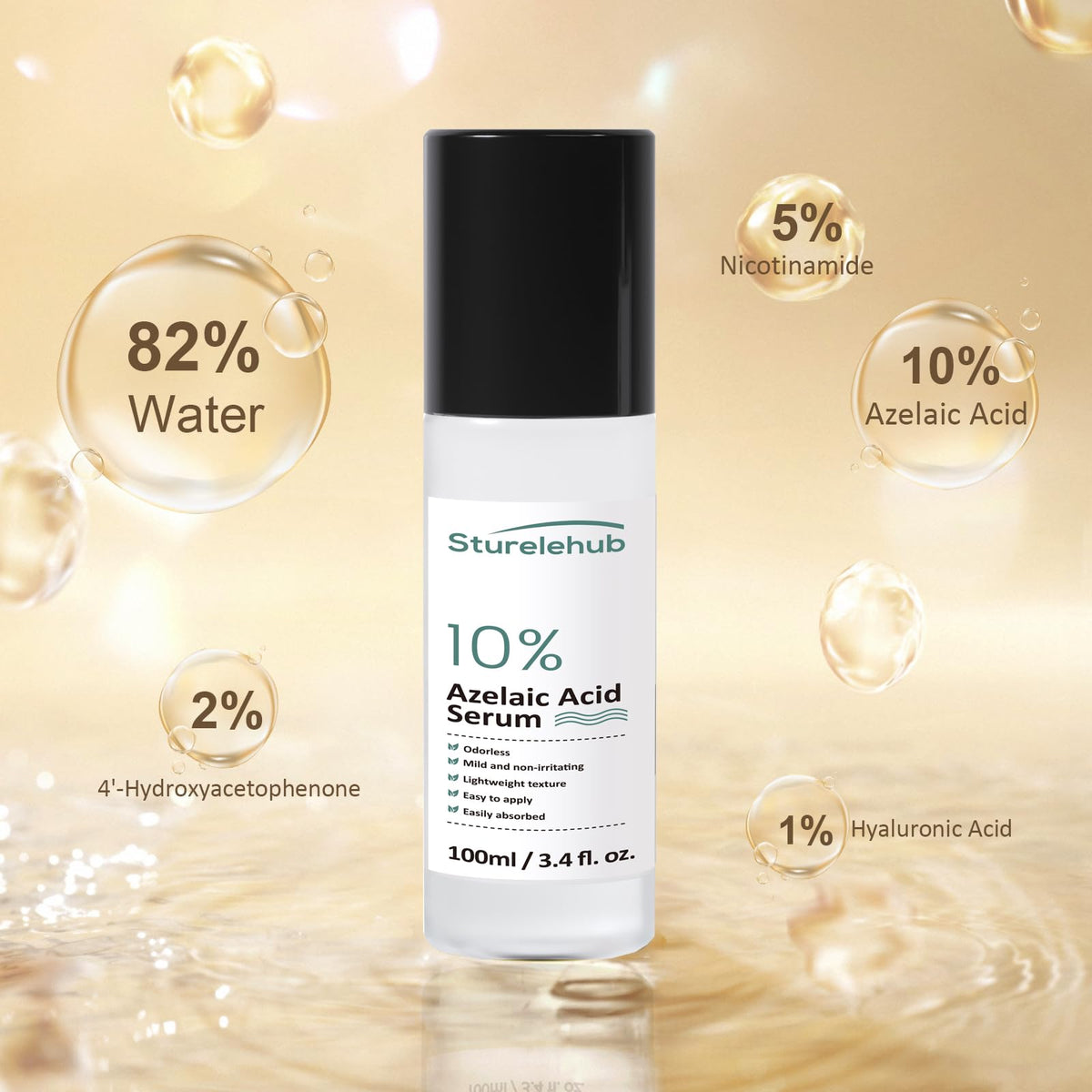 Sturelehub close-up serum texture drop highlighting lightweight absorption benefit