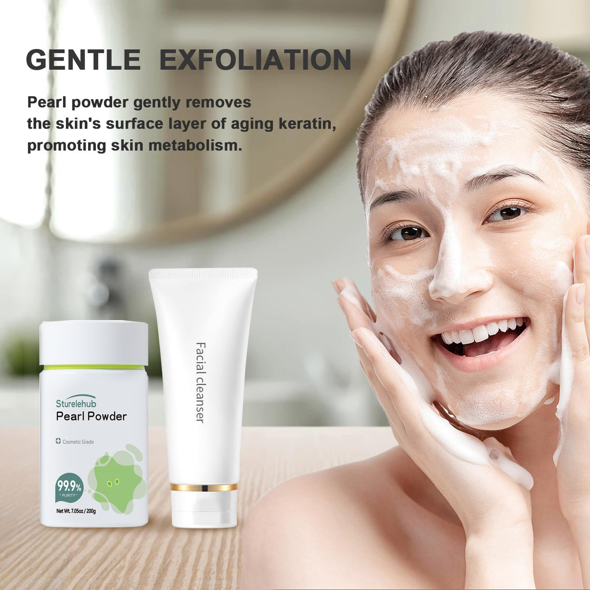 Sturelehub product label and ingredients panel showing purity and cosmetic grade benefit