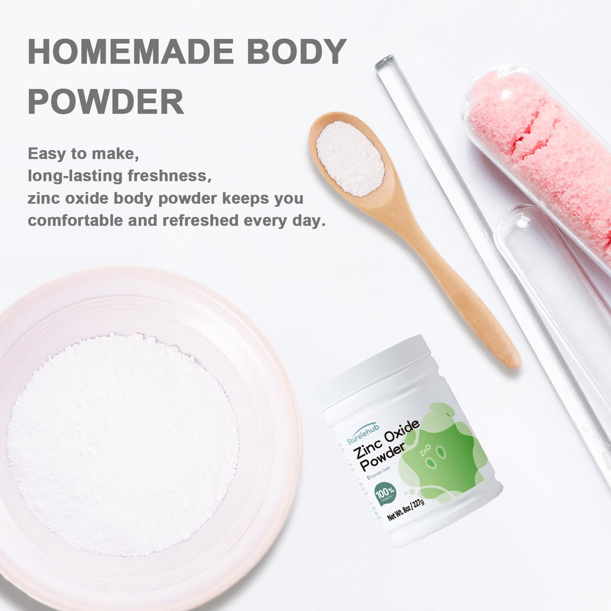 Sturelehub zinc oxide mixed into sunscreen tube illustrating even application benefit