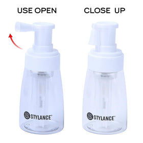 STYLANCE close-up of pump head delivering controlled, even powder bursts