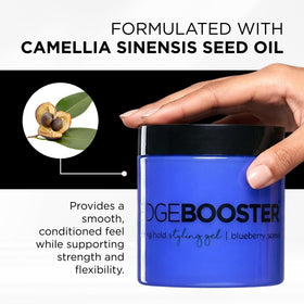 Style Factor applying gel from hand to hair for edge control benefit
