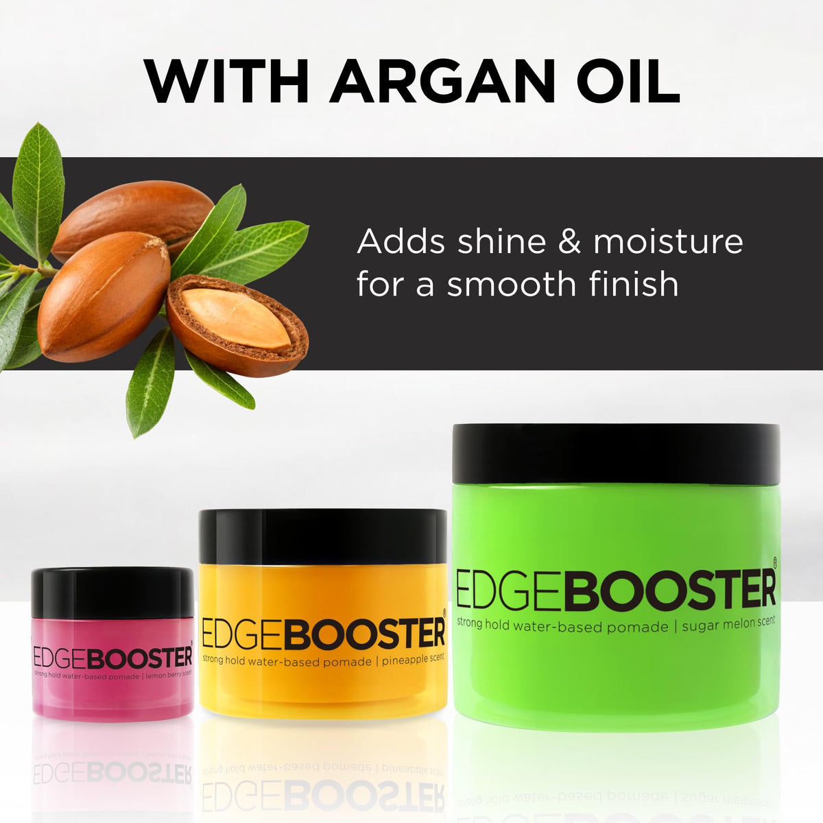 Style Factor applied to model edges demonstrating strong hold and polished, frizz-free finish