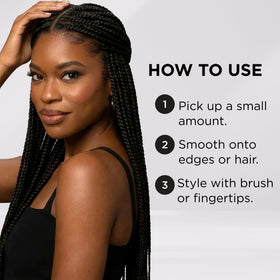 Style Factor Hideout close-up of ingredients showing beeswax and oils conditioning hair