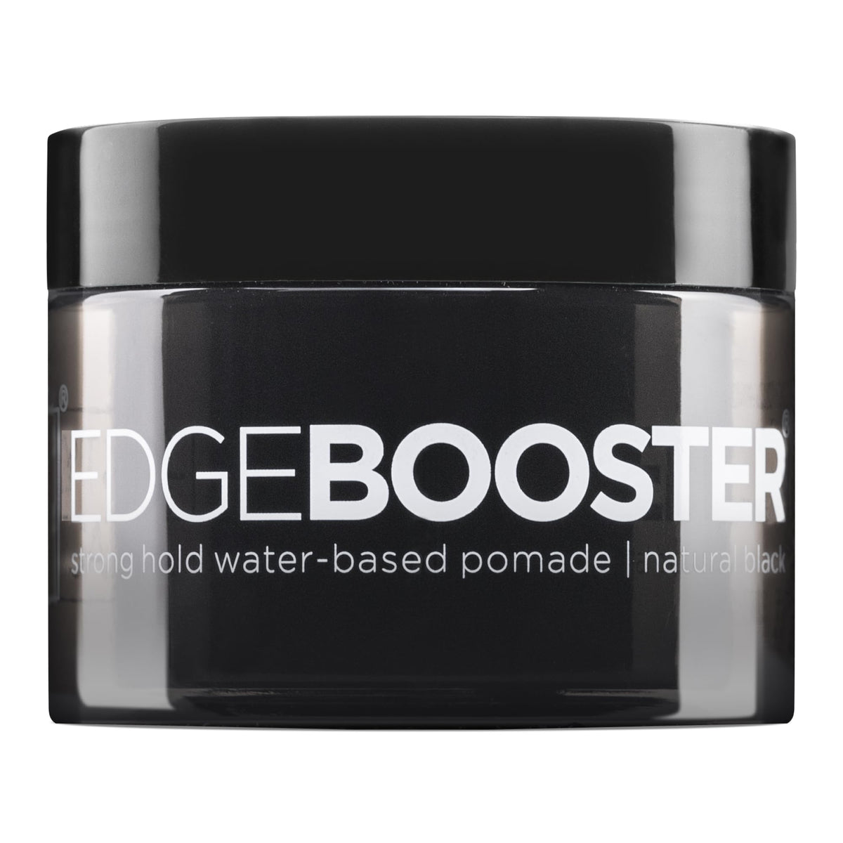 Style Factor Hideout jar front view showing sleek black packaging and label benefit