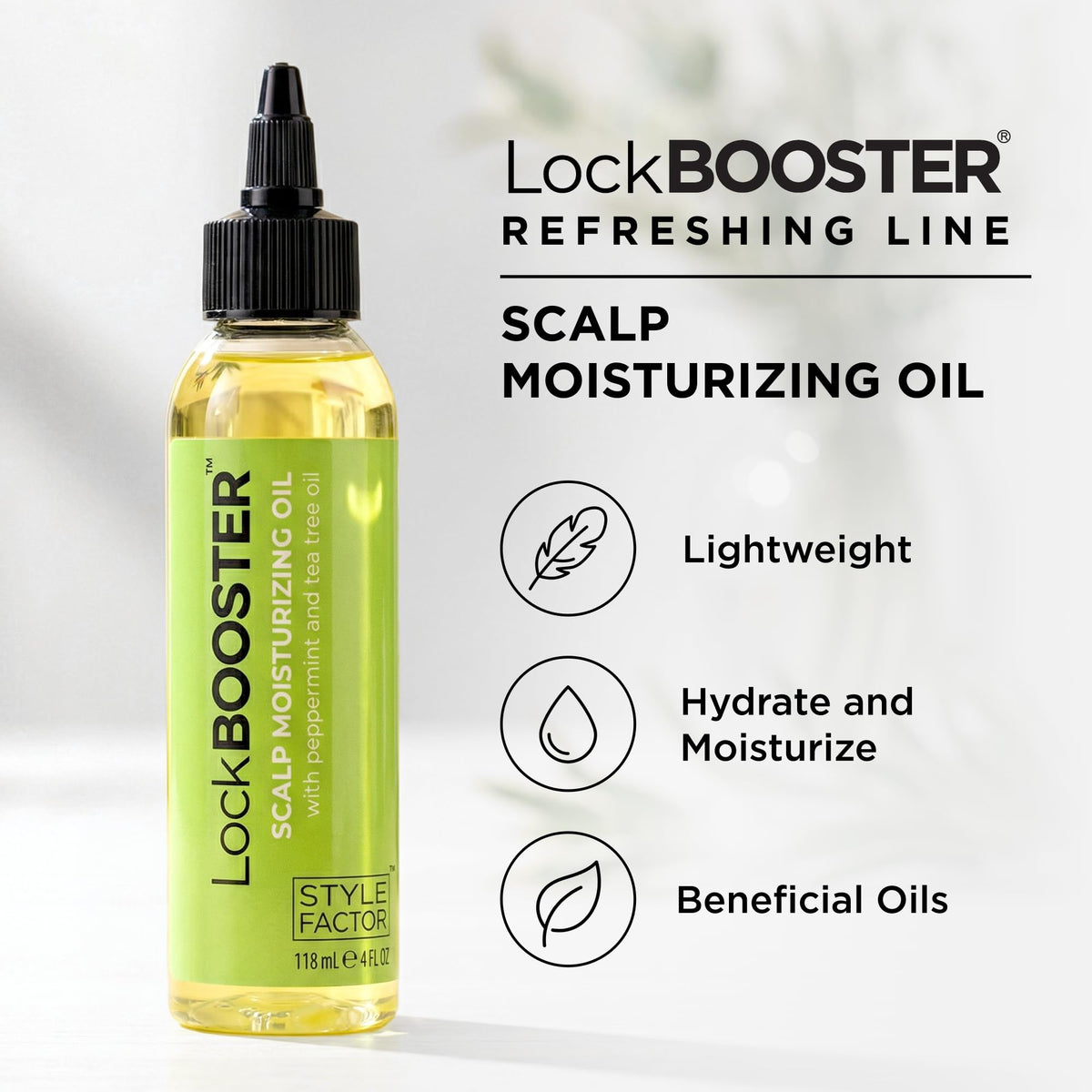 Style Factor close-up oil texture on skin highlighting lightweight absorption benefit