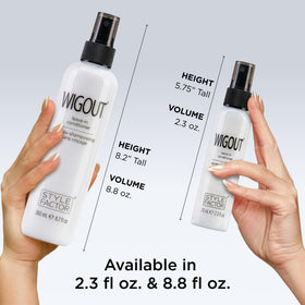 Style Factor bottle next to ruler showing 8.8 oz scale for size and travel planning