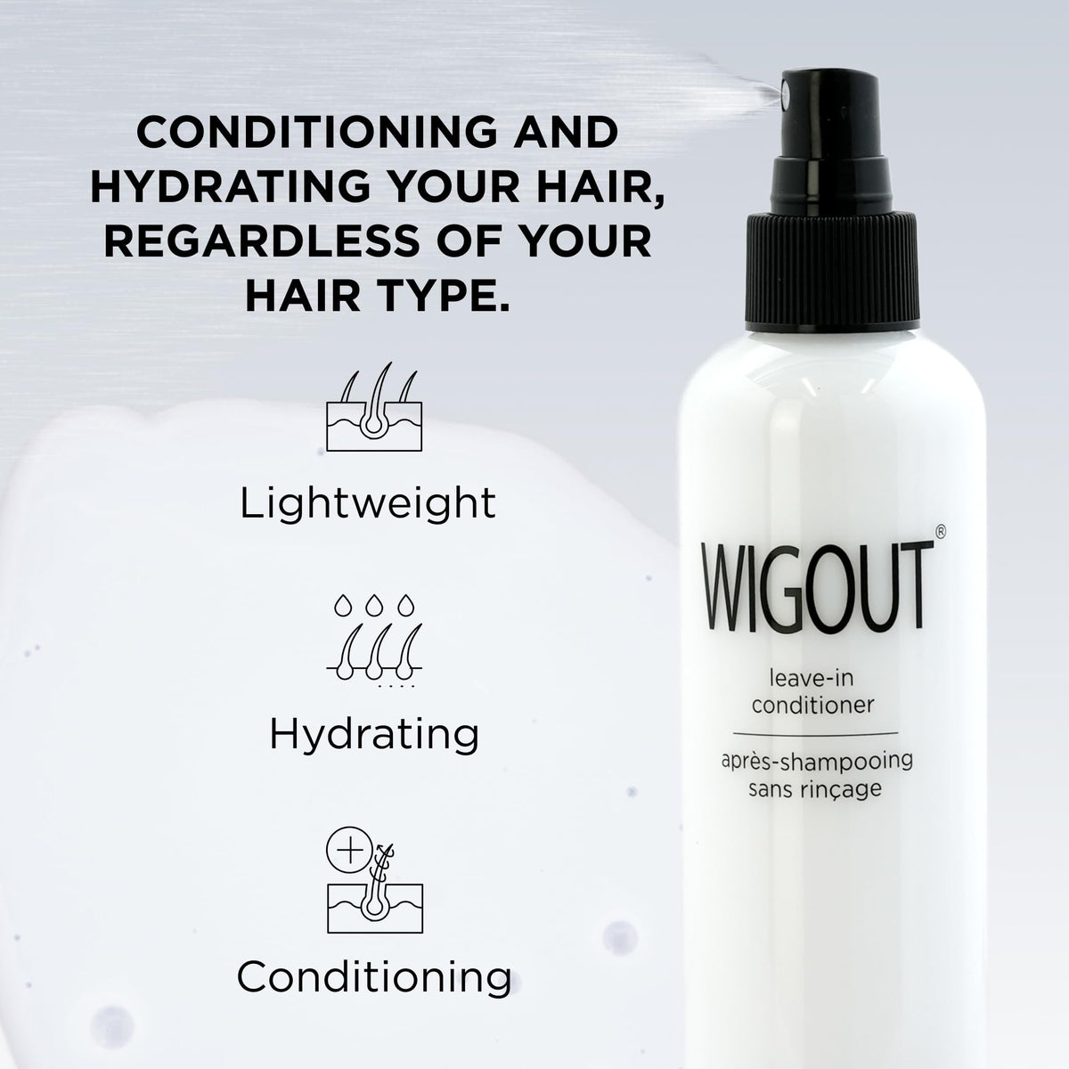 Style Factor mist spray close-up showing fine even mist that hydrates and detangles