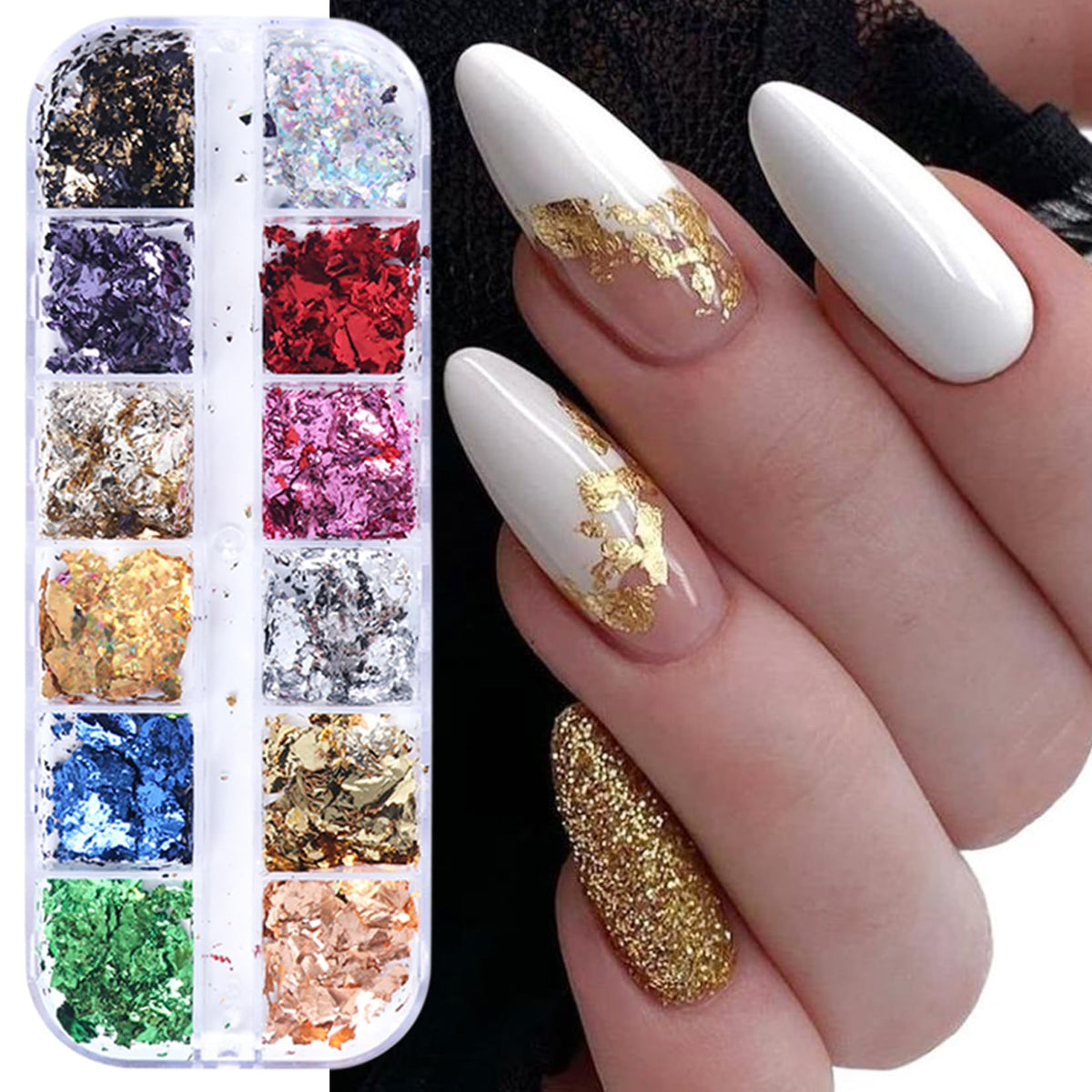 STZPRONAIL close-up of ultra-thin irregular foil texture delivering mirror-like shine