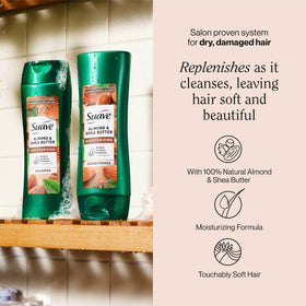 Suave back label with usage instructions and ingredient highlights