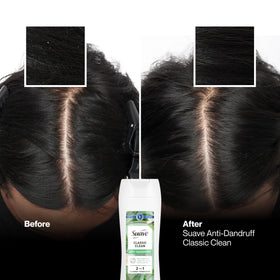 Hair being rinsed post-use of Suave, demonstrating conditioned, smooth strands