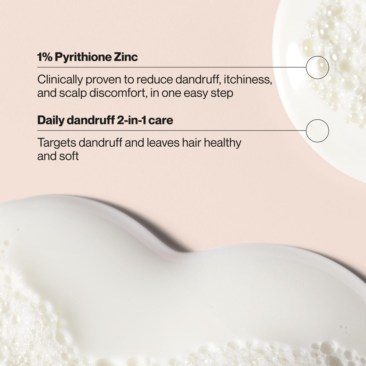 Rich lather from Suave 2-in-1 shampoo and conditioner showing gentle foam