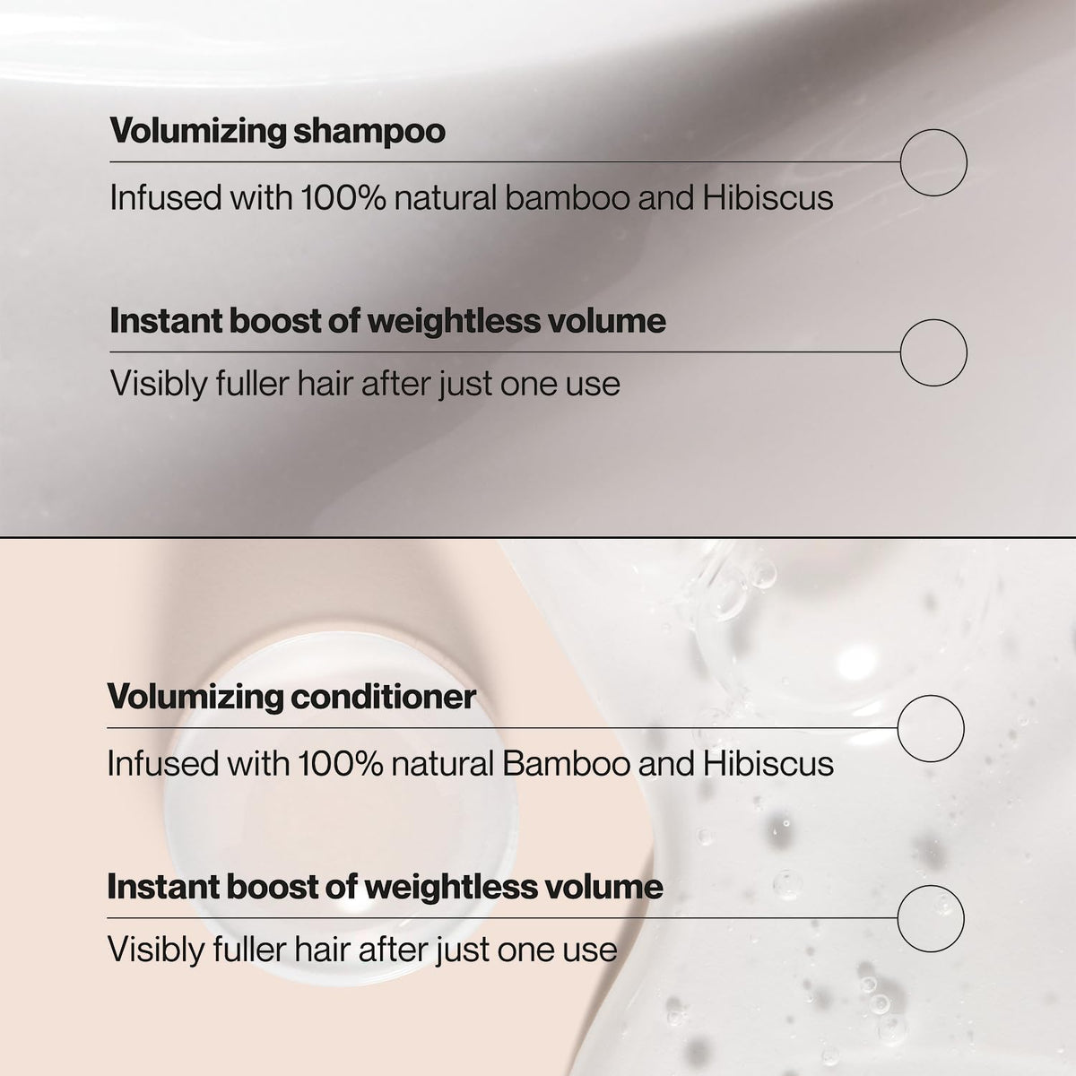Suave bamboo and hibiscus ingredients highlighting natural support
