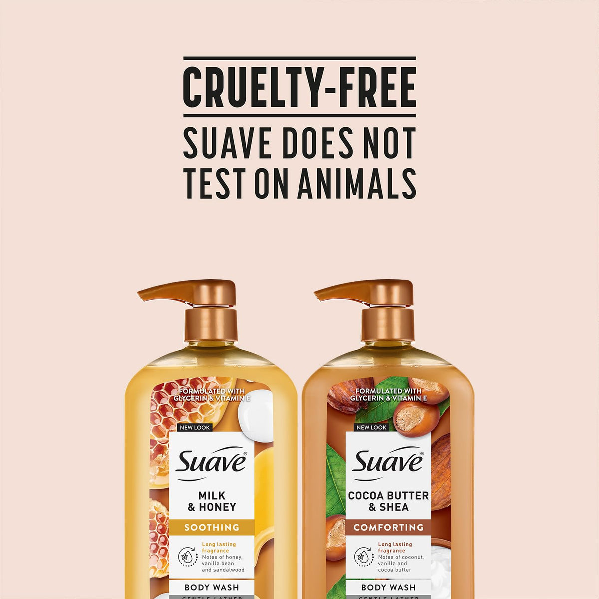 Suave bottle in shower lifestyle scene promoting relaxing showers