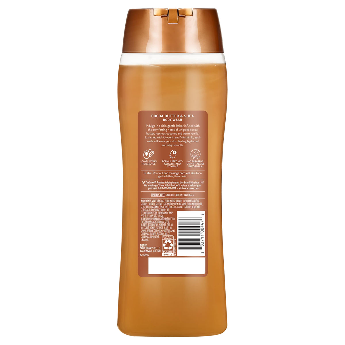 Suave body wash on shower shelf in bathroom, creating spa-like routine