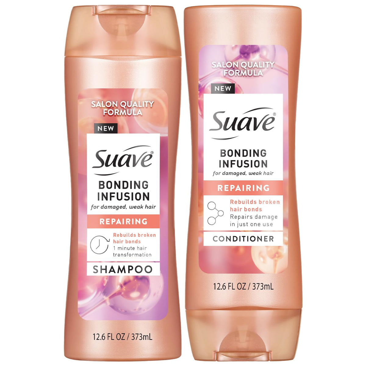 Suave bonding infusion front packaging showing restorative duo and benefits