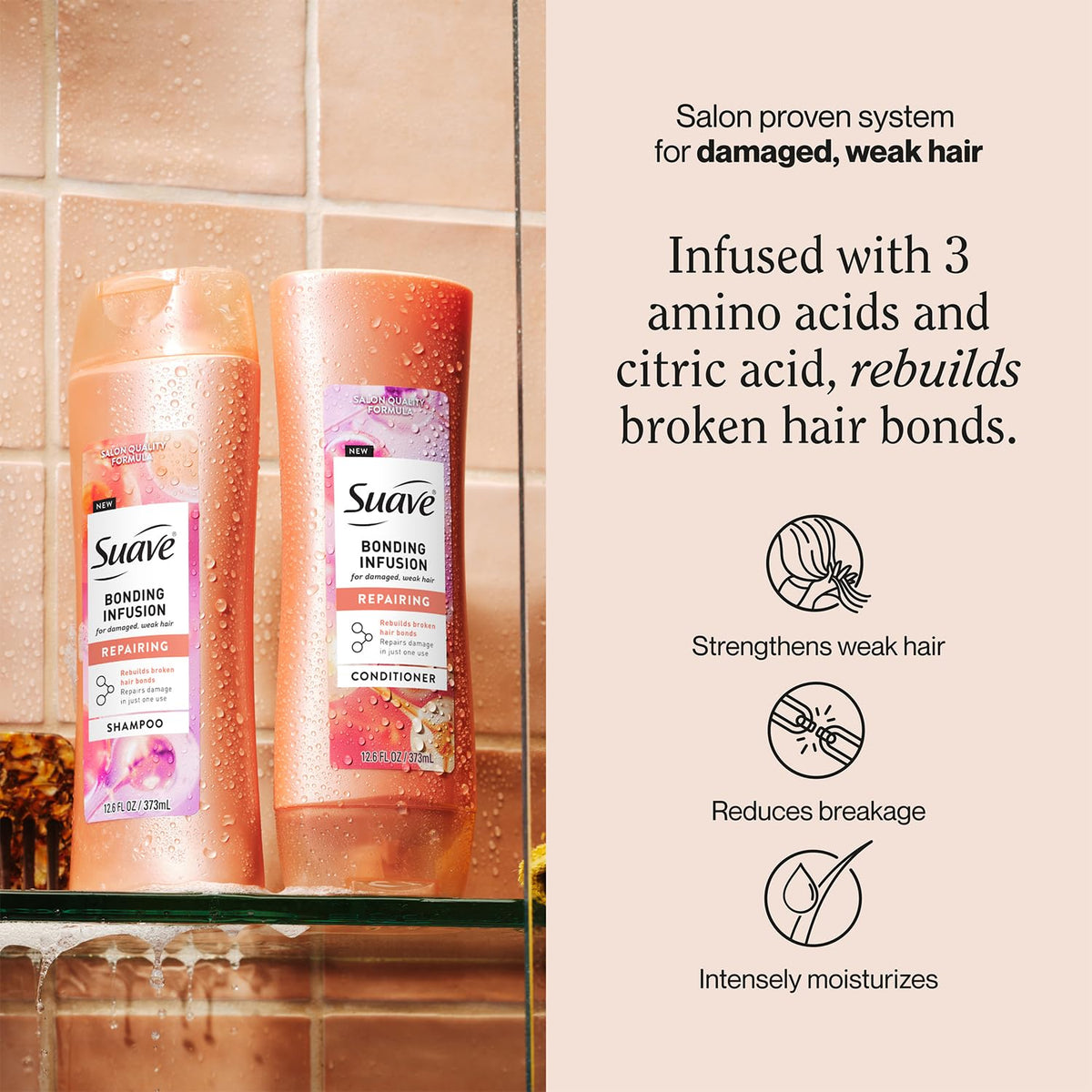 Suave bonding infusion label and pump detail highlighting easy dispensing