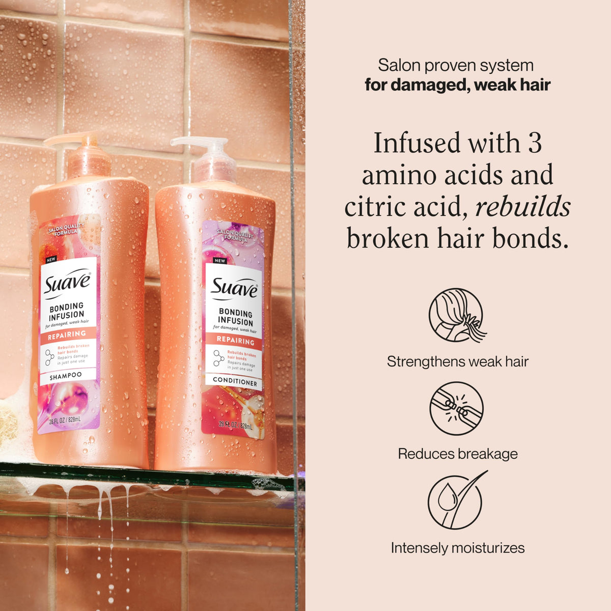 Suave bonding infusion pump dispenser closeup highlighting easy one-handed use