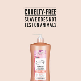 Suave bonding infusion lifestyle setting with fragrance note suggesting salon-like scent