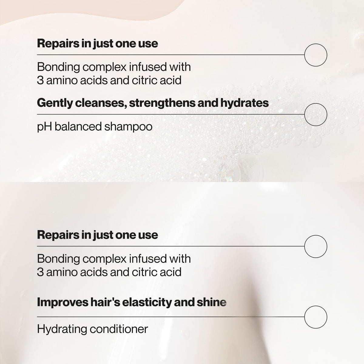 Suave bonding infusion shampoo texture on palm for gentle hydrating action