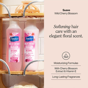 Suave shampoo pump closeup demonstrating easy dispensing benefit