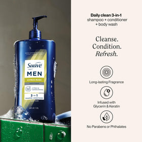 Suave Citrus Rush pump top dispensing product for quick, controlled use