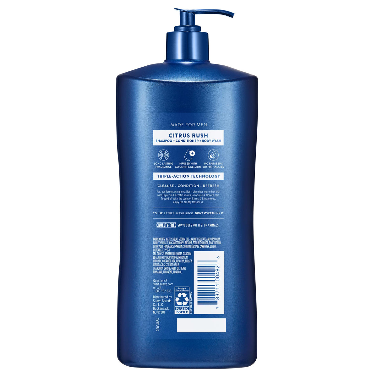 Suave Citrus Rush 40 fl oz size comparison showing long-lasting supply