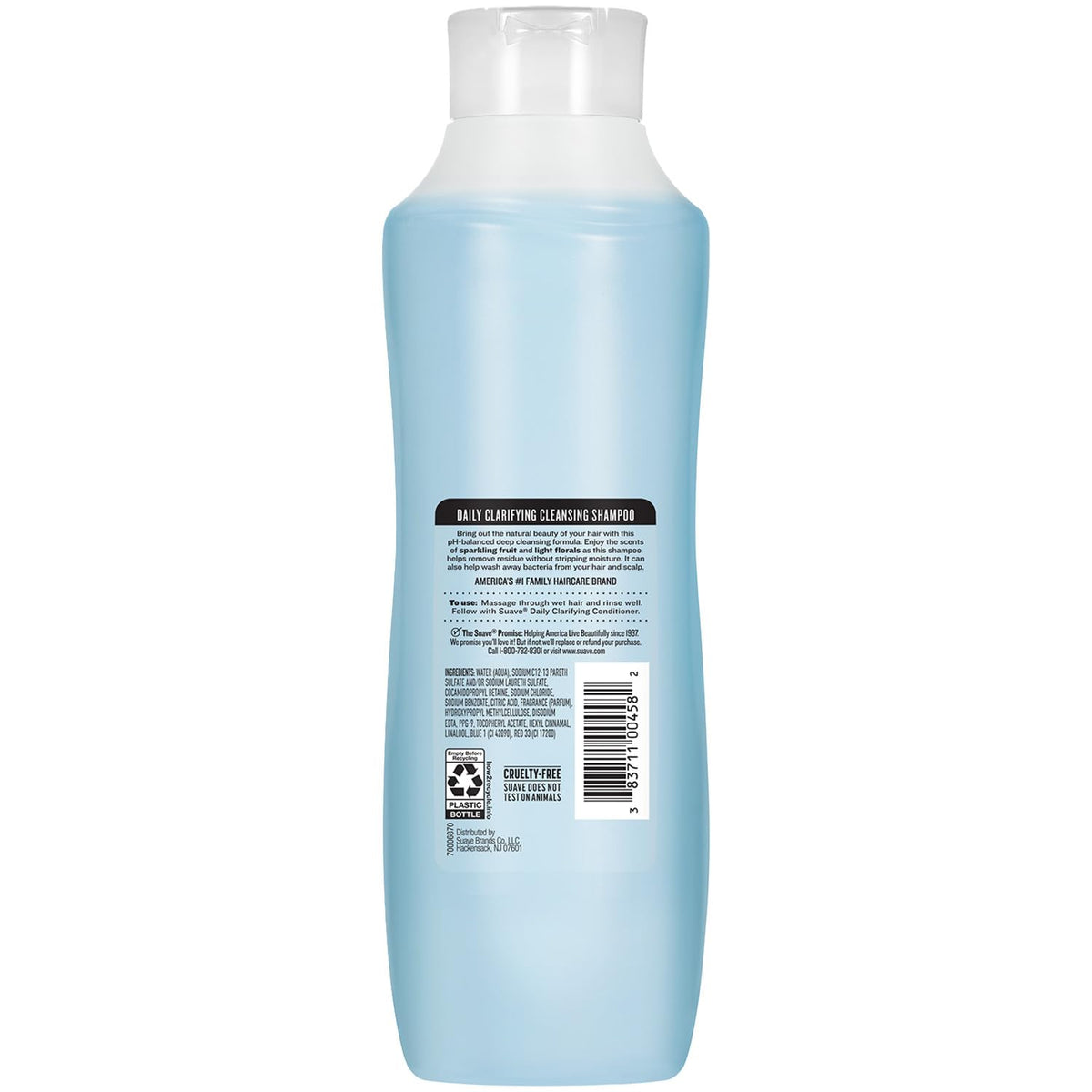 Before and after hair image showing Suave clarifying shampoo removing buildup