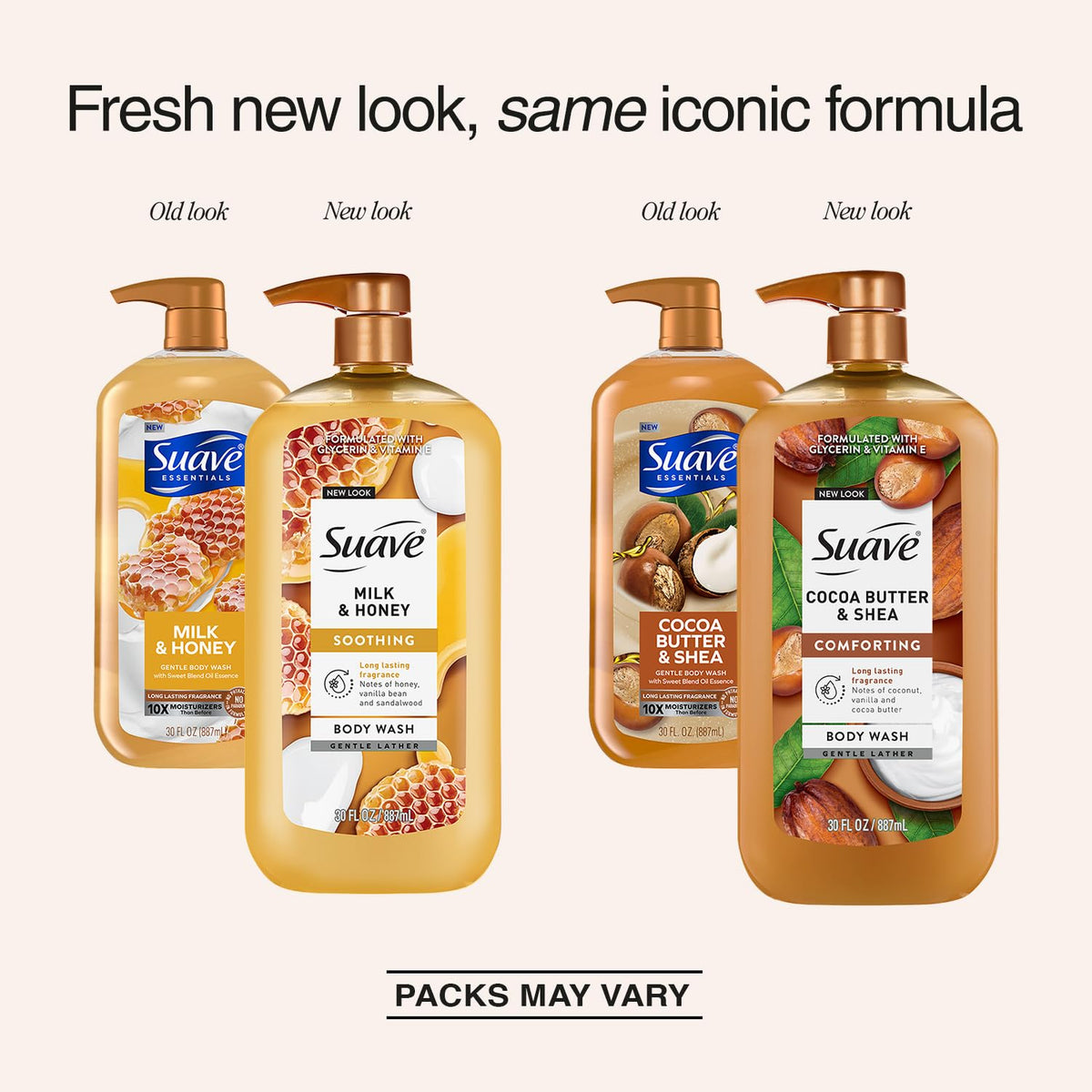 Suave Cocoa Butter & Shea front packaging highlighting rich fragrance