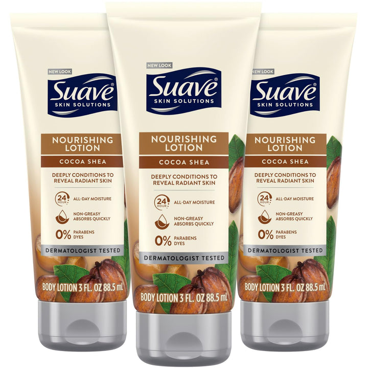 Suave front packaging showing bottle and label for easy identification and portability