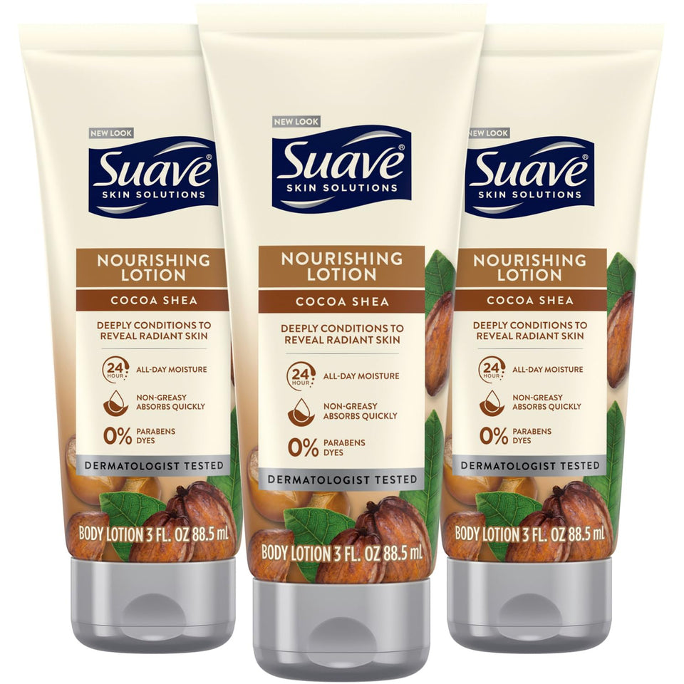 Suave front packaging showing bottle and label for easy identification and portability