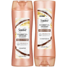 Suave coconut infusion front packaging showing duo and benefits
