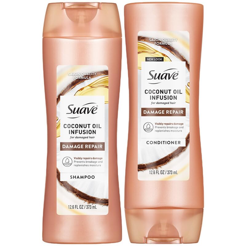 Suave coconut infusion front packaging showing duo and benefits