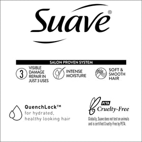 Stylist applying Suave conditioner to client hair for improved manageability