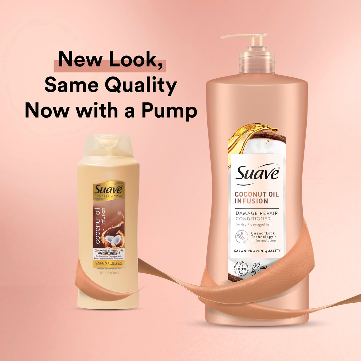 Suave pump bottle close-up highlighting the convenient dispenser