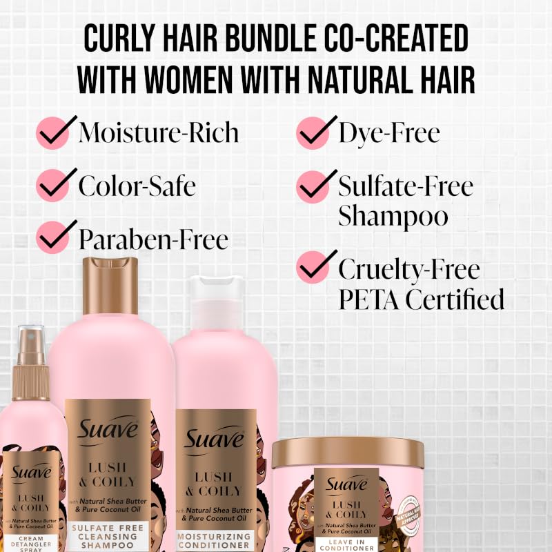 Suave applying conditioner to wet curls for easier detangling
