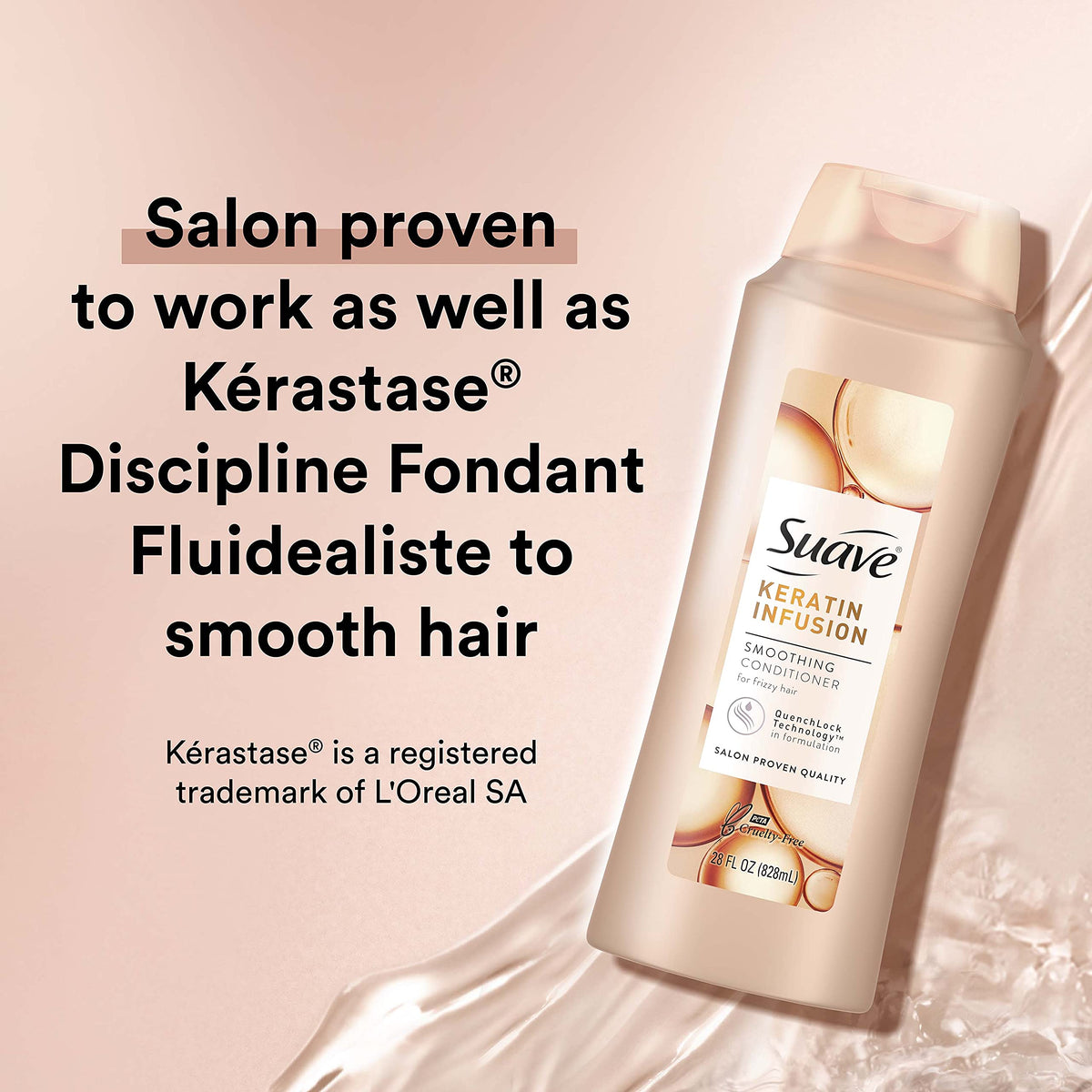 Suave conditioner creamy texture close-up demonstrating smooth, lightweight formula